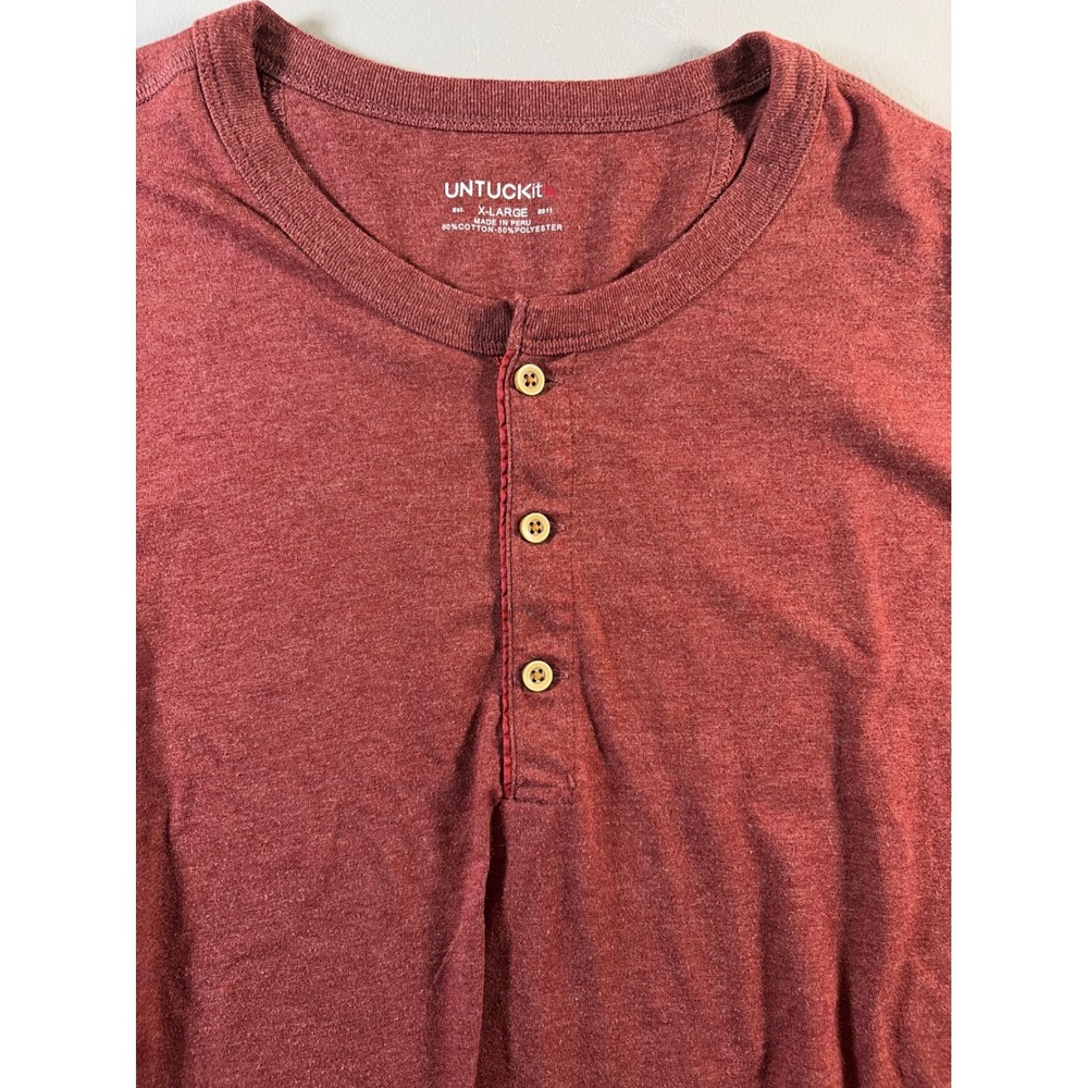 UNTUCKit Henley Shirt Mens XL Red Long Sleeve Cotton Blend Casual Top